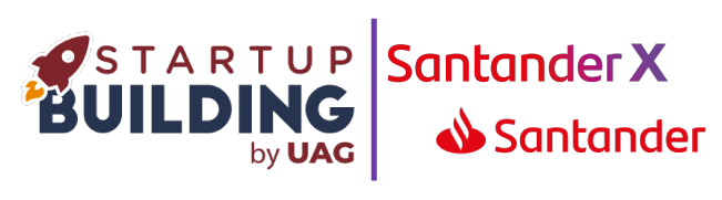 Logo startup building x santander